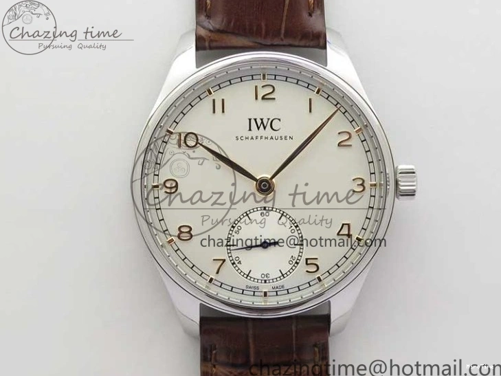 MIROTIME 0201 Original Portuguese IW358304 ZF 1:1 Best Edition SS White Dial RG Markers on Leather Strap A 7077